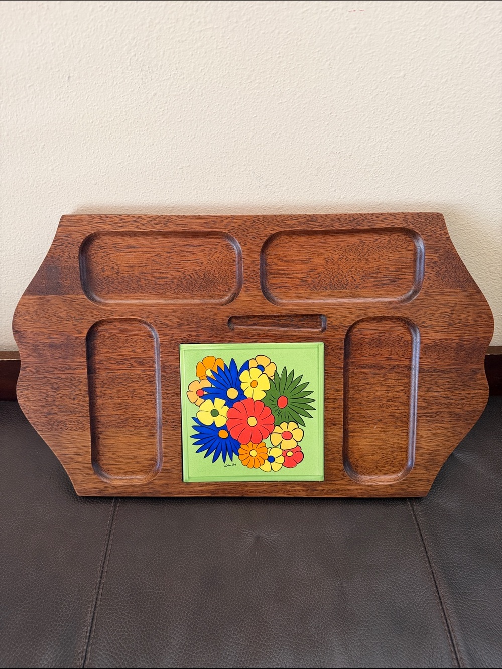 Vtg 1960s Mid-Century Modern "Flower Power" Hostess Server Charcuterie Tray
